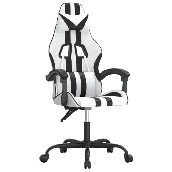 vidaXL Chaise de jeu pivotante Blanc et noir Similicuir