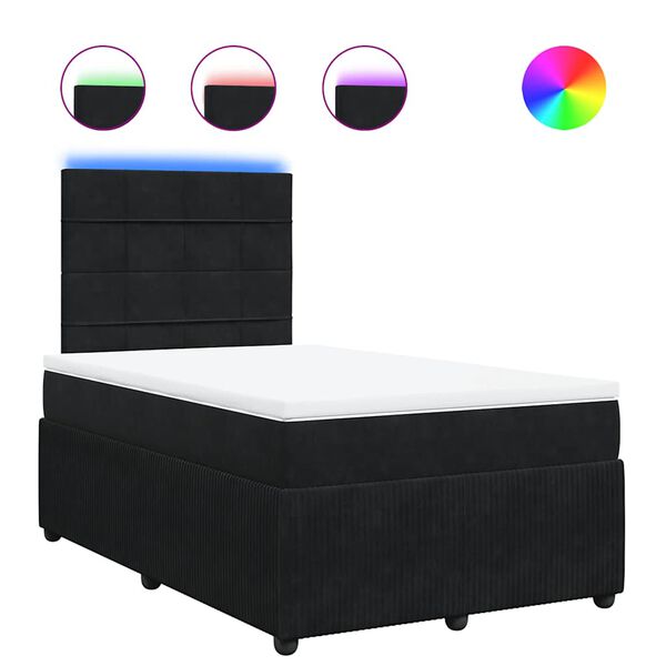 vidaXL Sommier &agrave; lattes de lit avec matelas Noir 120x200 cm Velours