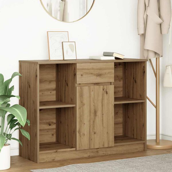 vidaXL Buffet avec tiroir ch&ecirc;ne artisanal 101x35x76 cm bois ing&eacute;nierie