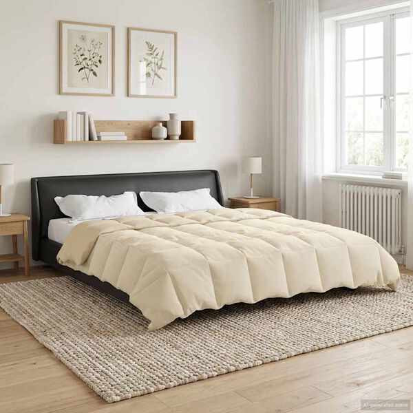 vidaXL Duvet d'hiver Matelass&eacute; Cr&egrave;me 200 x 200 cm Microfibre
