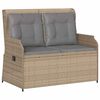 vidaXL Banc inclinable de jardin avec coussins beige r&eacute;sine tress&eacute;e