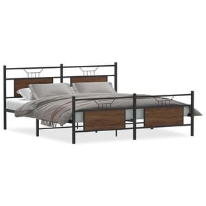 vidaXL Cadre de lit en m&eacute;tal sans matelas ch&ecirc;ne marron 160x200 cm
