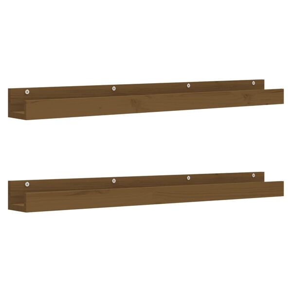 vidaXL &Eacute;tag&egrave;res murales 2pcs Marron miel 110x12x9cm Bois de pin massif