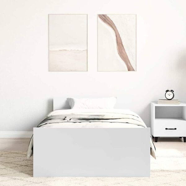 vidaXL Cadre de lit sans matelas blanc 100x200 cm bois d'ing&eacute;nierie