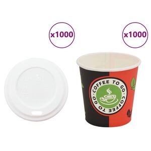 vidaXL Tasses &agrave; caf&eacute; en papier avec couvercles 1000 pcs 4oz 120ml