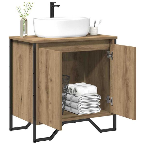 vidaXL Meuble de Lavabo de Salle de Bain avec stockage Chêne artisanal