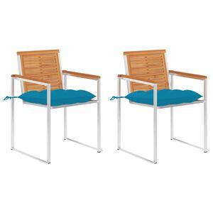 vidaXL Chaises de jardin avec coussins lot de 2 Acacia solide et acier
