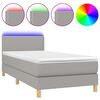 vidaXL Sommier &agrave; lattes de lit avec matelas et LED Gris clair 90x200cm