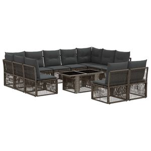 vidaXL Ensemble de canap&eacute; de jardin 12 pc Gris polyrotin