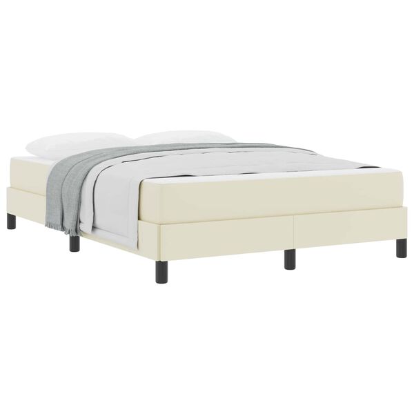 vidaXL Cadre de lit avec matelas Crème 140 x 190 cm tissu