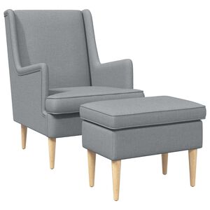 vidaXL Fauteuil avec pouf 2 pc Gris clair Tissu