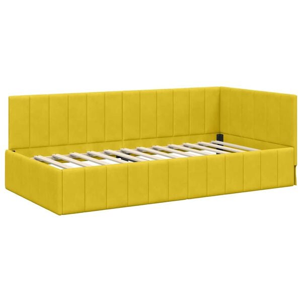 vidaXL Cadre de lit d'angle Jaune 100 cm x 200 cm Velours