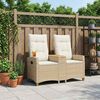 vidaXL Banc inclinable avec table Beige et blanc cr&egrave;me polyrotin