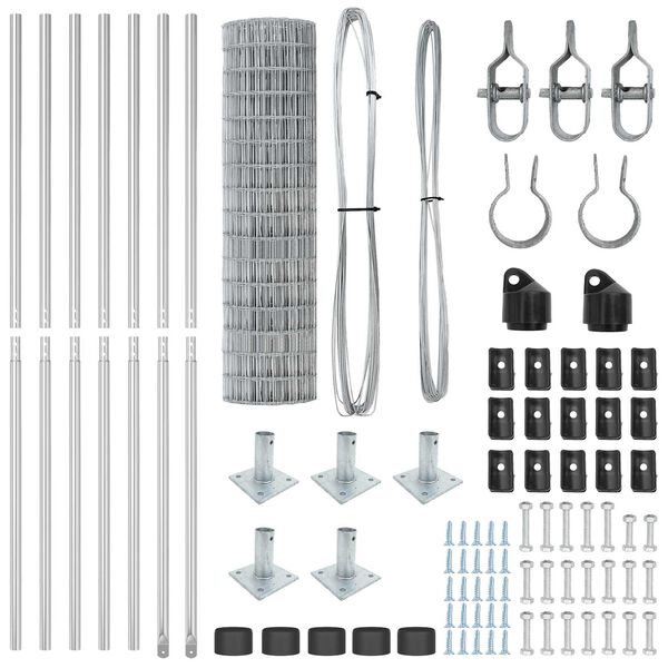 vidaXL Cl&ocirc;ture avec poteau Argent&eacute; 1,2 x 10 m Acier