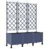 vidaXL Bac de jardin avec treillis et roues 3 pc Gris PP