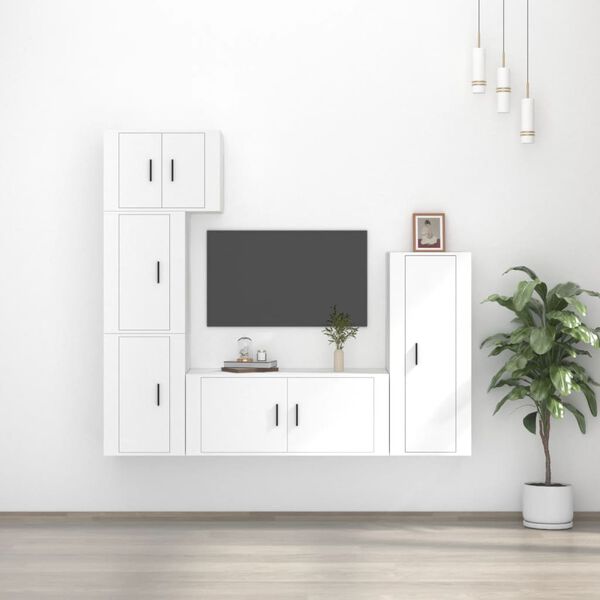 vidaXL Ensemble de meubles TV 5 pcs Blanc Bois d'ingénierie