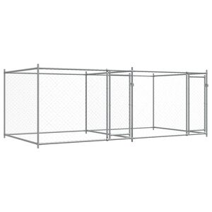 vidaXL Cage pour chien avec portes gris 4x2x1,5 m acier galvanis&eacute;