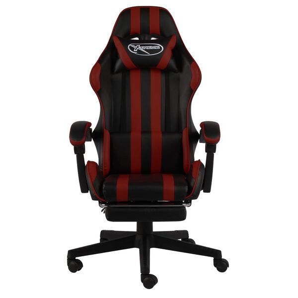 vidaXL Fauteuil de jeux vid&eacute;o et repose-pied Noir/bordeaux Similicuir