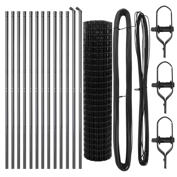 vidaXL Cl&ocirc;ture avec poteau Gris 1 x 25 m Acier et PVC