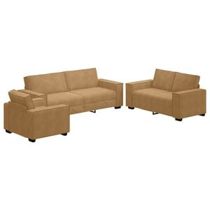 vidaXL Ensemble de canap&eacute;s 3 pcs avec coussins Marron Velours