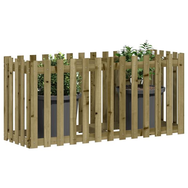vidaXL Lit sur&eacute;lev&eacute; de jardin design de cl&ocirc;ture bois de pin impr&eacute;gn&eacute;