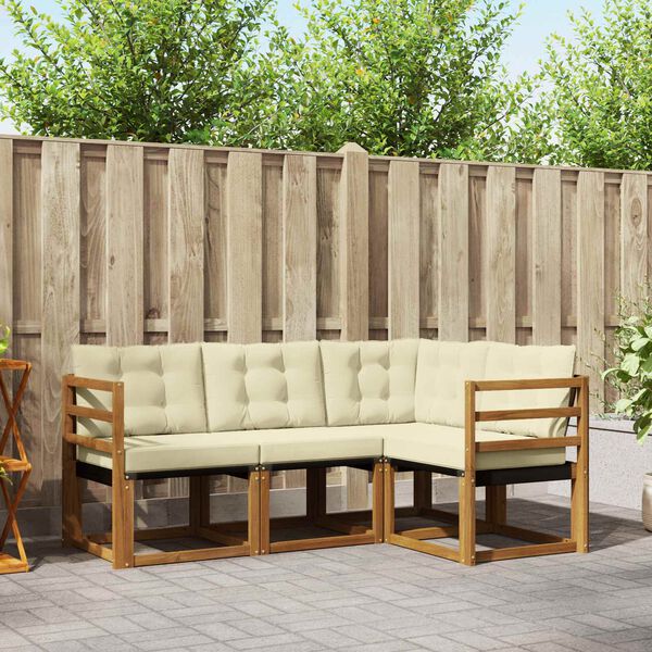 vidaXL Ensemble de canap&eacute;s d'ext&eacute;rieur 4 pcs Naturel et Cr&egrave;me