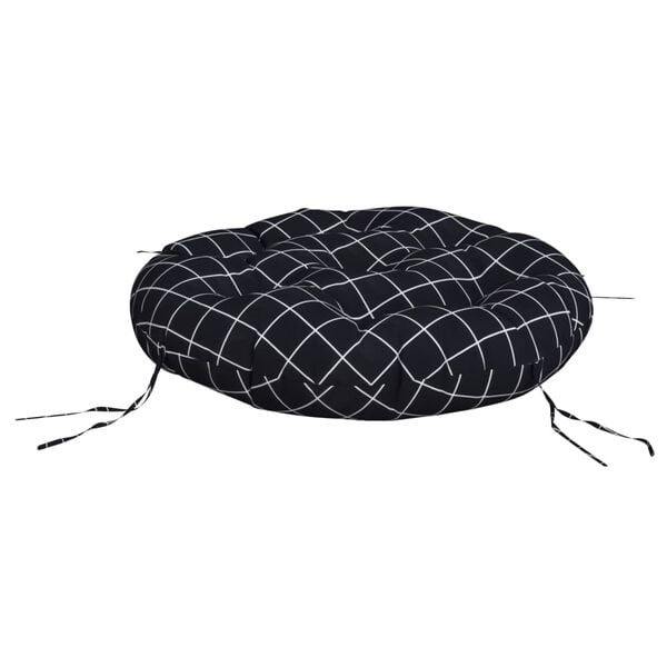 vidaXL Coussin rond motif &agrave; carreaux noir &Oslash; 60 x11 cm tissu oxford