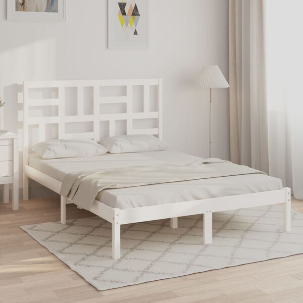 vidaXL Cadre de lit sans matelas blanc bois massif 140x200 cm