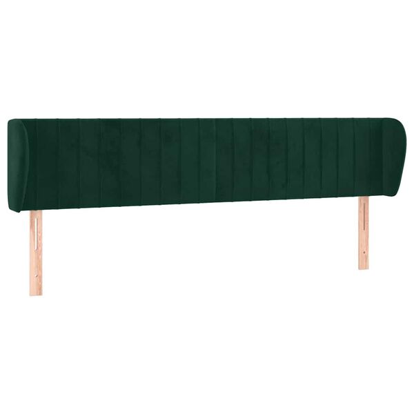 vidaXL T&ecirc;te de lit avec oreilles Vert fonc&eacute; 183x23x78/88 cm Velours