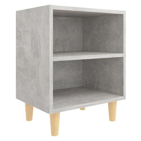 vidaXL Tables de chevet avec pieds en bois 2 pcs Gris b&eacute;ton 40x30x50cm