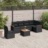 vidaXL Salon de jardin 7 pcs avec coussins noir r&eacute;sine tress&eacute;e