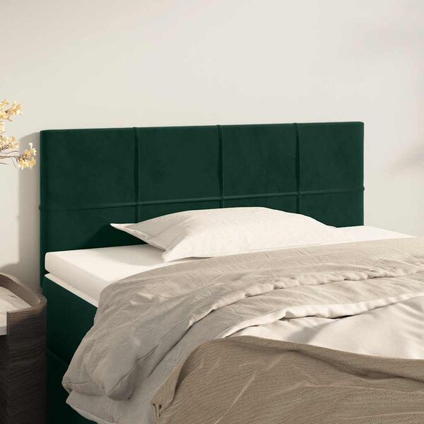 vidaXL T&ecirc;te de lit Vert fonc&eacute; 90x5x78/88 cm Velours