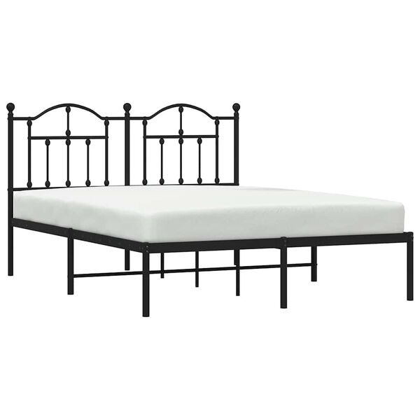 vidaXL Cadre de lit m&eacute;tal sans matelas avec t&ecirc;te de lit noir 140x200cm