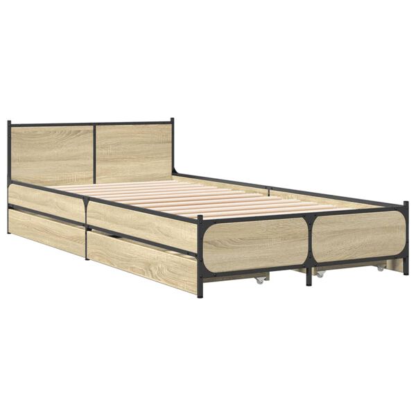 vidaXL Cadre de lit avec tiroirs sans matelas ch&ecirc;ne sonoma 90x190 cm