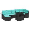 vidaXL Ensemble de canap&eacute; de jardin avec coussin 8 pcs Noir polyrotin