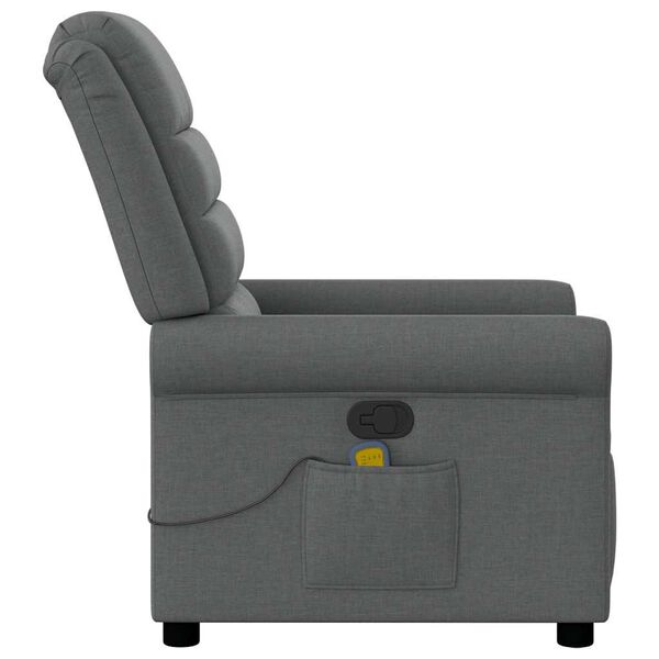 vidaXL Fauteuil inclinable de massage en tissu gris foncé