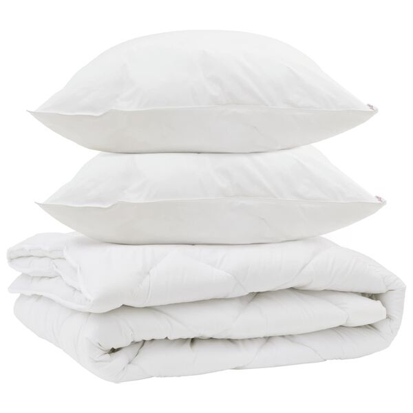 vidaXL Duvet toutes saisons avec oreiller 3 pcs Blanc Microfibre