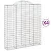 vidaXL Paniers &agrave; gabions arqu&eacute;s 4 pcs 200x50x220/240 cm Fer galvanis&eacute;