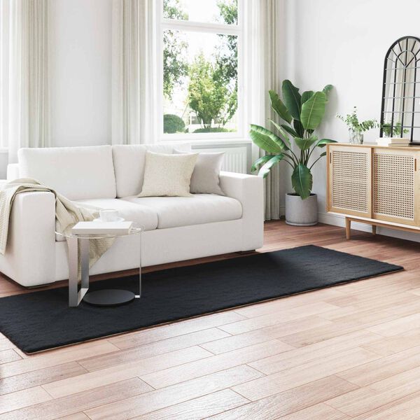 vidaXL Tapis en Fourrure Synth&eacute;tique de Lapin Olite Noir 80 x 250 cm