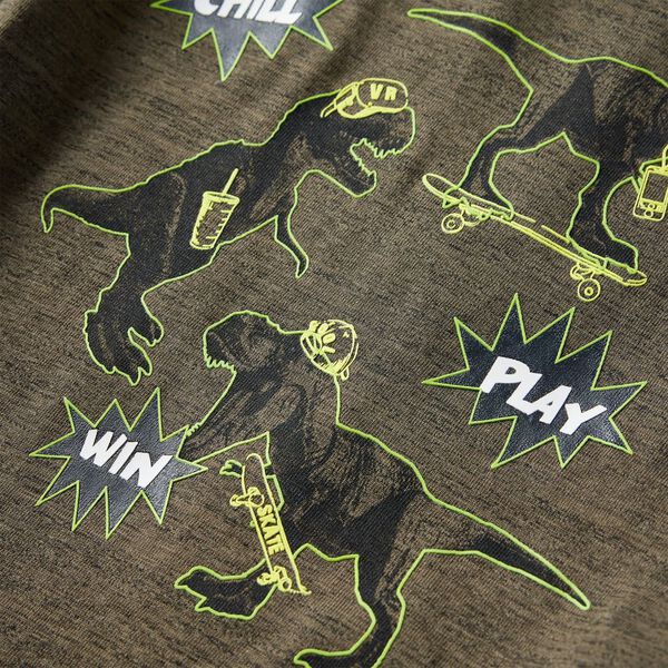 T-shirt enfant &agrave; manches longues kaki fonc&eacute; 128