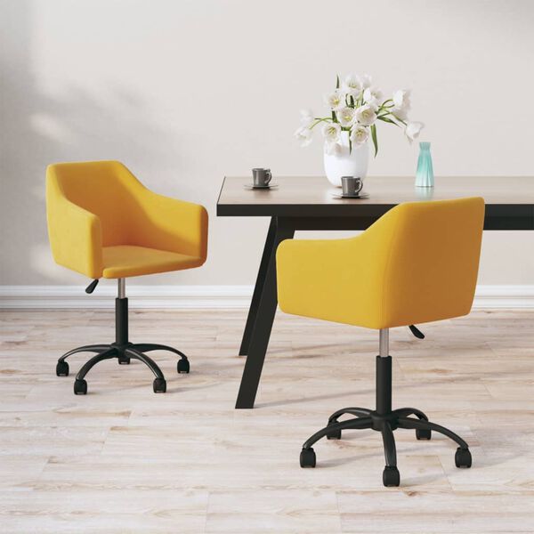 vidaXL Chaises pivotantes &agrave; manger lot de 2 Jaune Velours