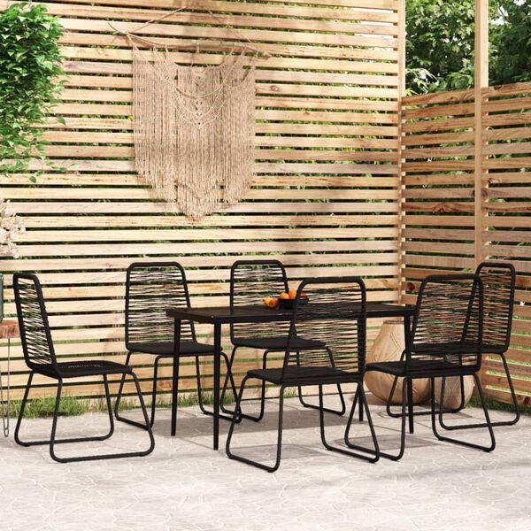 vidaXL Ensemble &agrave; manger de jardin 7 pcs Noir