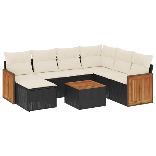 vidaXL Salon de jardin 8 pcs avec coussins noir r&eacute;sine tress&eacute;e