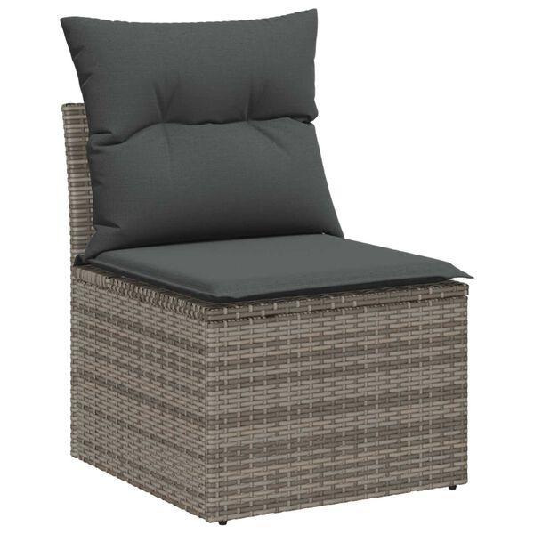 vidaXL Ensemble de canap&eacute; de jardin avec coussin 9 pcs Gris