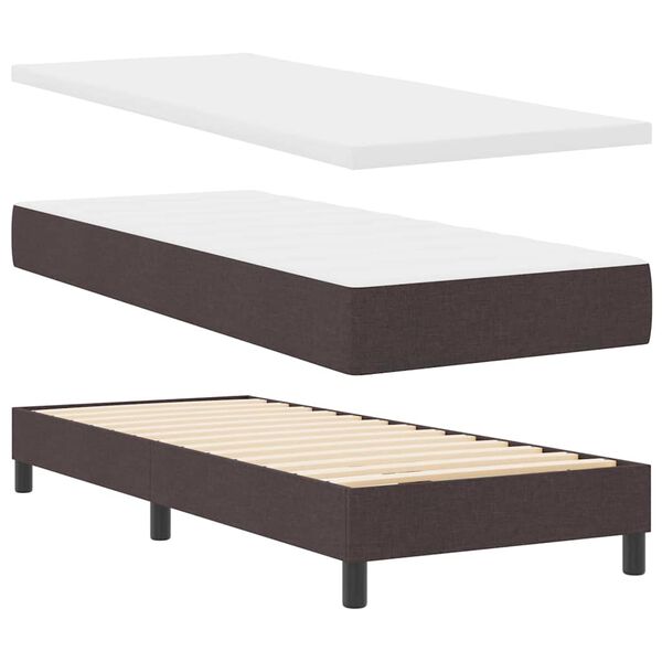 vidaXL Lit &agrave; ressorts avec matelas Marron fonc&eacute; 200 x 80 cm Polyester