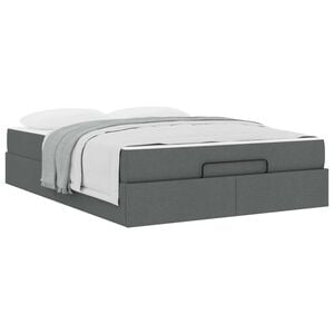 vidaXL Cadre de lit avec matelas avec matelas 2 pcs Gris Foncé tissu