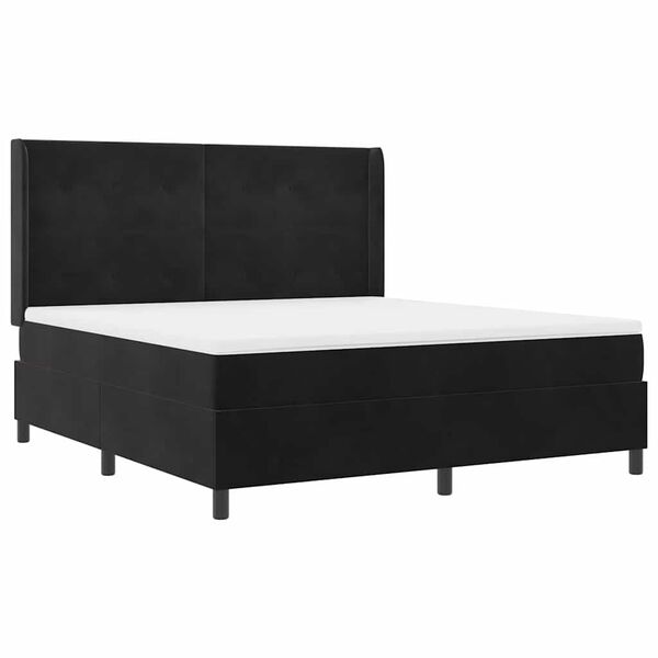 vidaXL Lit &agrave; ressorts avec matelas Noir 180 x 200 cm Velours