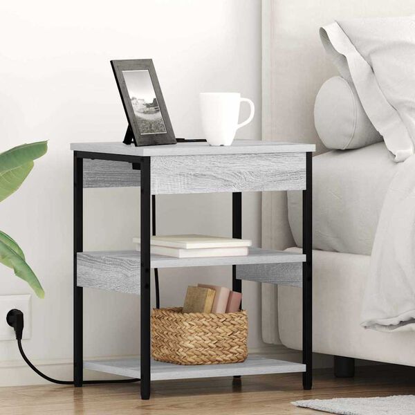 vidaXL Cabinet de chevet Gris Sonoma 41 x 31 x 51 cm Bois d'ing&eacute;nierie