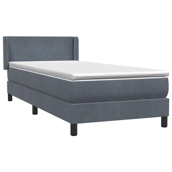 vidaXL Sommier &agrave; lattes de lit et matelas gris fonc&eacute; 80x220 cm velours