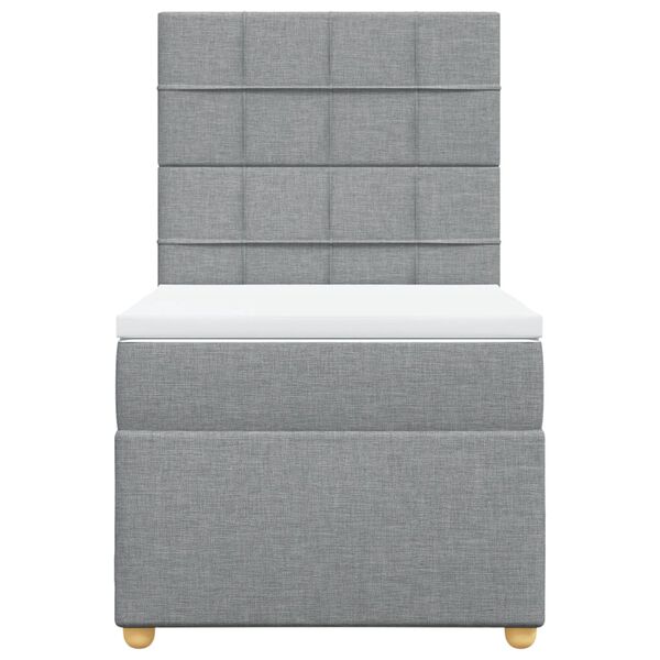vidaXL Sommier &agrave; lattes de lit avec matelas Gris clair 90x200 cm Tissu